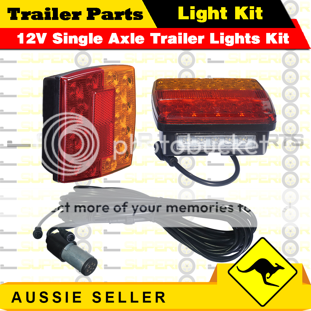 2 x 18 LED Single Axle TRAILER LIGHTS KIT WIRE Kit Plug & Play, Water