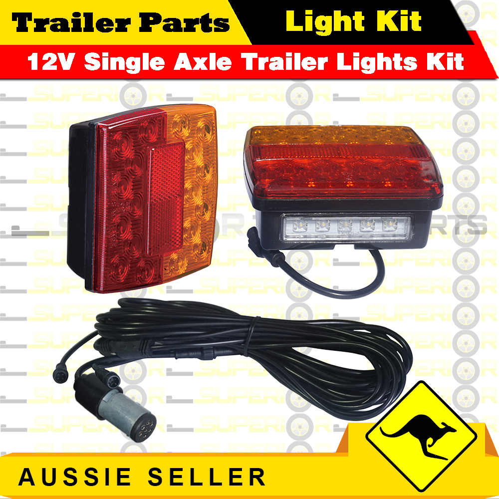 2 x 18 LED Single Axle TRAILER LIGHTS KIT WIRE Kit Plug & Play, Water