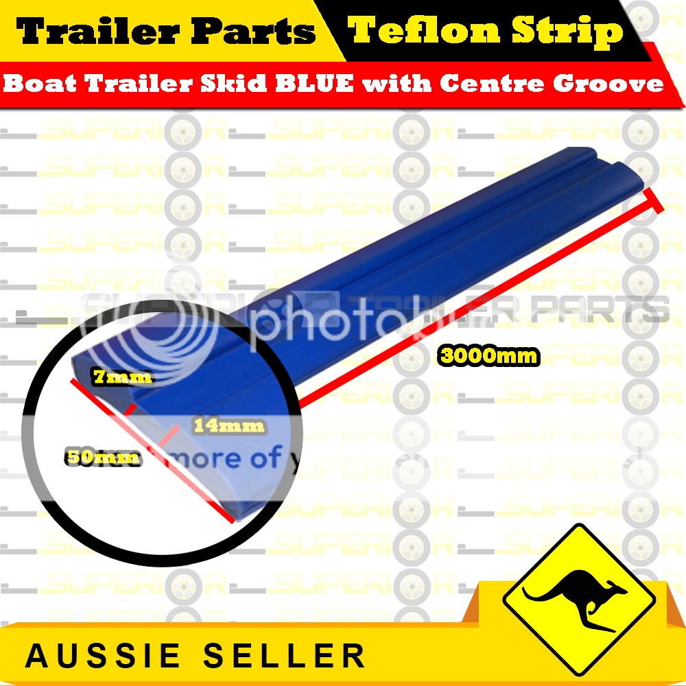 Boat Trailer Teflon Strip Skid BLUE With Centre Groove 3000mm x 50mm x